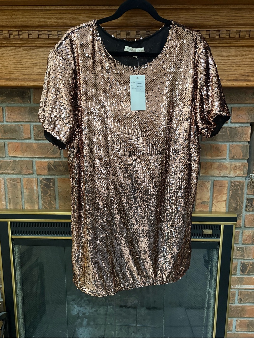 Hot & Delicious Rose Gold Sequin Short Sleeve Tunic